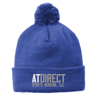 AT Direct Embroidered True Royal Pom Pom Beanie  Thumbnail