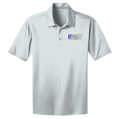 Unisex AT Direct White Embroidered Silk Touch Performance Polo Thumbnail